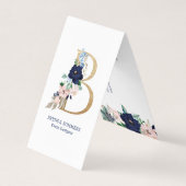 Letter B Navy-Blue & Pink Marina Blüte Blume Visitenkarten (Vorderseite)