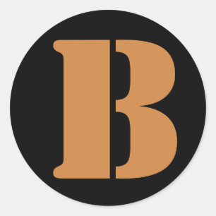 Letter B Stencil Alphabet von Janz Peru Gold Black Runder Aufkleber