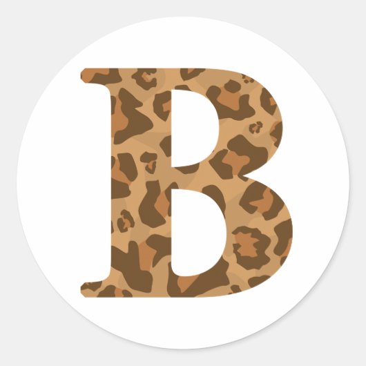 Letter B Vorname Monogram Erstmalige Leopard-Print Runder Aufkleber (Vorderseite)