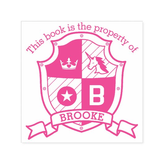 Letter B Wappen individuelle Name Einhornbibliothe Permastempel (Design)