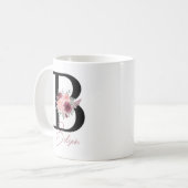 letter b Watercolor floral coffee mug Kaffeetasse (Vorderseite Links)