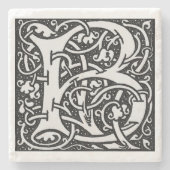 Letter 'B' William Morris Design Square Steinuntersetzer (Vorderseite)