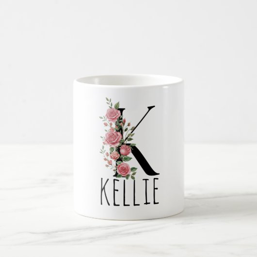 Letter BirthFlower Monogram Name Mug Kaffeetasse (Mittel)