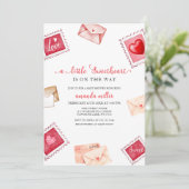 Letter Briefmarke Sweetheart Valentine Baby Dusche Einladung (Stehend Vorderseite)