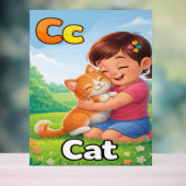 Letter C Alphabet Poster – C is for Cat Cute Kids (Neutral)