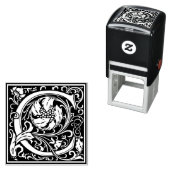 Letter C Art Nouveau Schwarz/Weiß Tile Permastempel (Beispiel)