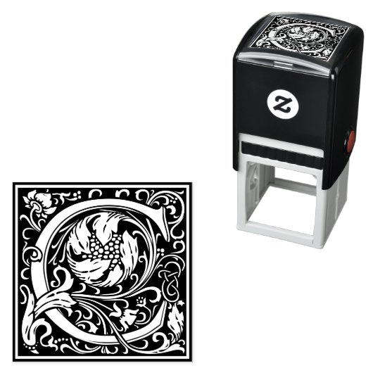 Letter C Art Nouveau Schwarz/Weiß Tile Permastempel (Beispiel)