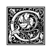 Letter C Art Nouveau Schwarz/Weiß Tile Permastempel (Design)