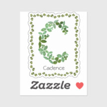 Letter C Botanische und klebrige grüne Blätter Mon