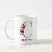 Letter C Burgundy Blush Floral Kaffeetasse (Links)