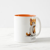 Letter C Cat Alphabet Monogram Coffee Tasse (VorderseiteRechts)