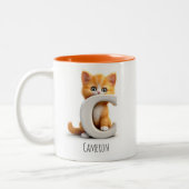 Letter C Cat Alphabet Monogram Coffee Tasse (Links)