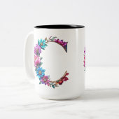 Letter C Coffee Tasse - Blumendesign für Geschenke (Vorderseite Links)