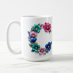 Letter C Coffee Tasse - Blumendesign für Geschenke