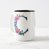 Letter C Coffee Tasse - Blumendesign für Geschenke (Vorderseite Links)