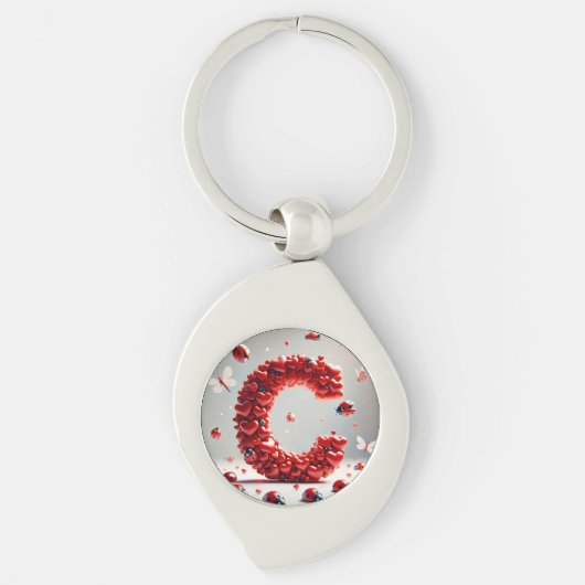 Letter C Creative Heart Cluster Schlüsselanhänger (Vorderseite)