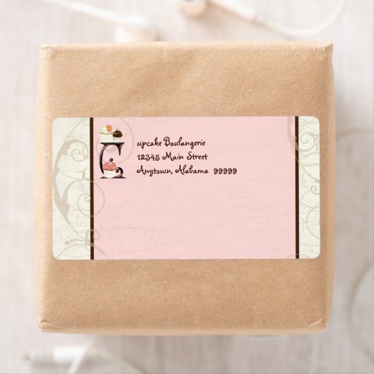 Letter C Cupcake Business Address Mailing Labels (Insitu)