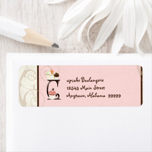 Letter C Cupcake Business Address Mailing Labels (Insitu)