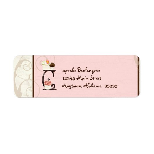 Letter C Cupcake Business Address Mailing Labels (Vorne)