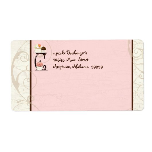 Letter C Cupcake Business Address Mailing Labels (Vorne)