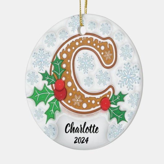 Letter C Custom Christmas Monogram Ornament (Links)