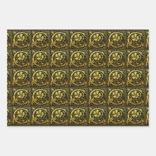 Letter C Erste Imitat Gold Geschenkpapier Set (Vorderseite)