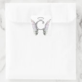 Letter C Erste Monogramm mit Angel Wings & Halo Quadratischer Aufkleber (Tasche)