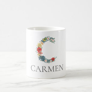 Letter C Floral Garden Monogram personalisieren Kaffeetasse