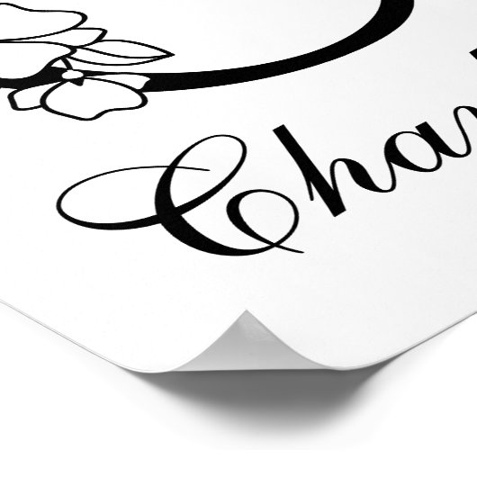 Letter C Floral Modern Black Monogram Kinderzimmer Poster (Ecke)