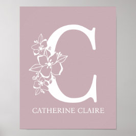 Letter C Floral Monogram Name Kinderzimmer Modern Poster