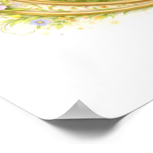 Letter C Gold Spring Nature Monogram Lamb Poster (Ecke)