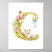 Letter C Gold Spring Nature Monogram Lamb Poster (Vorne)
