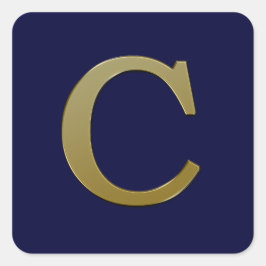 Letter C Gold Square Sticker