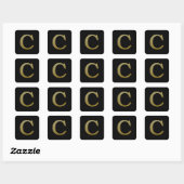 Letter C Gold Square Sticker (Blatt)