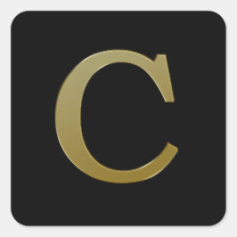 Letter C Gold Square Sticker