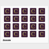 Letter C Gold Square Sticker (Blatt)