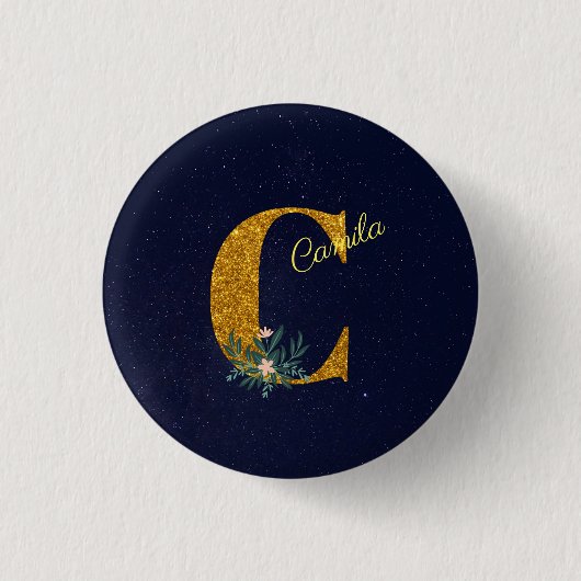 Letter C Golden Monogramm Button (Vorderseite)