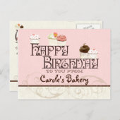 Letter C Happy Birthday Cupcake Business Postcard Postkarte (Vorne/Hinten)