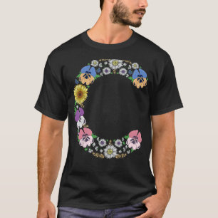 Letter C Initial Monogram Stiefmütterchens Floral T-Shirt