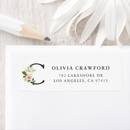 Letter C Monogram Aquarell Florals and Greenery (Insitu)