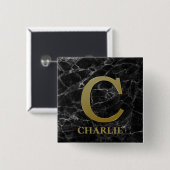 Letter C Monogram auf der schwarzen Marmortaste Button (Vorne & Hinten)
