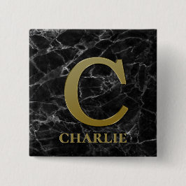 Letter C Monogram auf der schwarzen Marmortaste Button