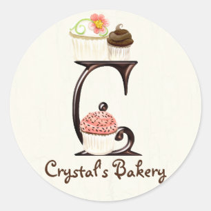 Letter C Monogram Cupcake Logo-Aufkleber Runder Aufkleber