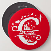 Letter C Monogram, Initial Family Name Greeting Button (Vorne & Hinten)