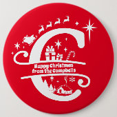 Letter C Monogram, Initial Family Name Greeting Button (Vorderseite)