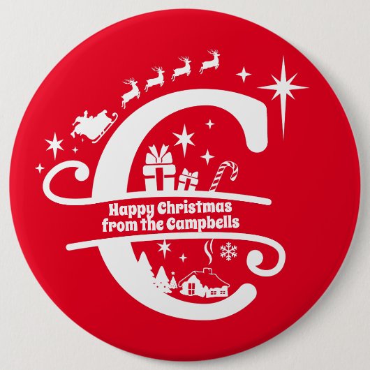 Letter C Monogram, Initial Family Name Greeting Button (Vorderseite)