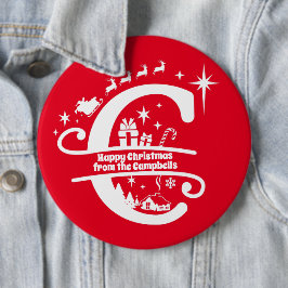 Letter C Monogram, Initial Family Name Greeting Button