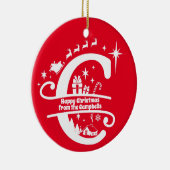 Letter C Monogram, Initial Family Name Greeting Keramik Ornament (Rechts)