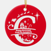 Letter C Monogram, Initial Family Name Greeting Keramik Ornament (Vorne)