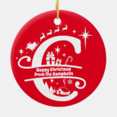 Letter C Monogram, Initial Family Name Greeting Keramik Ornament (Hinten)